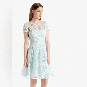 Ted Baker|  Caree Sheer Lace Overlay Dress - Light Blue